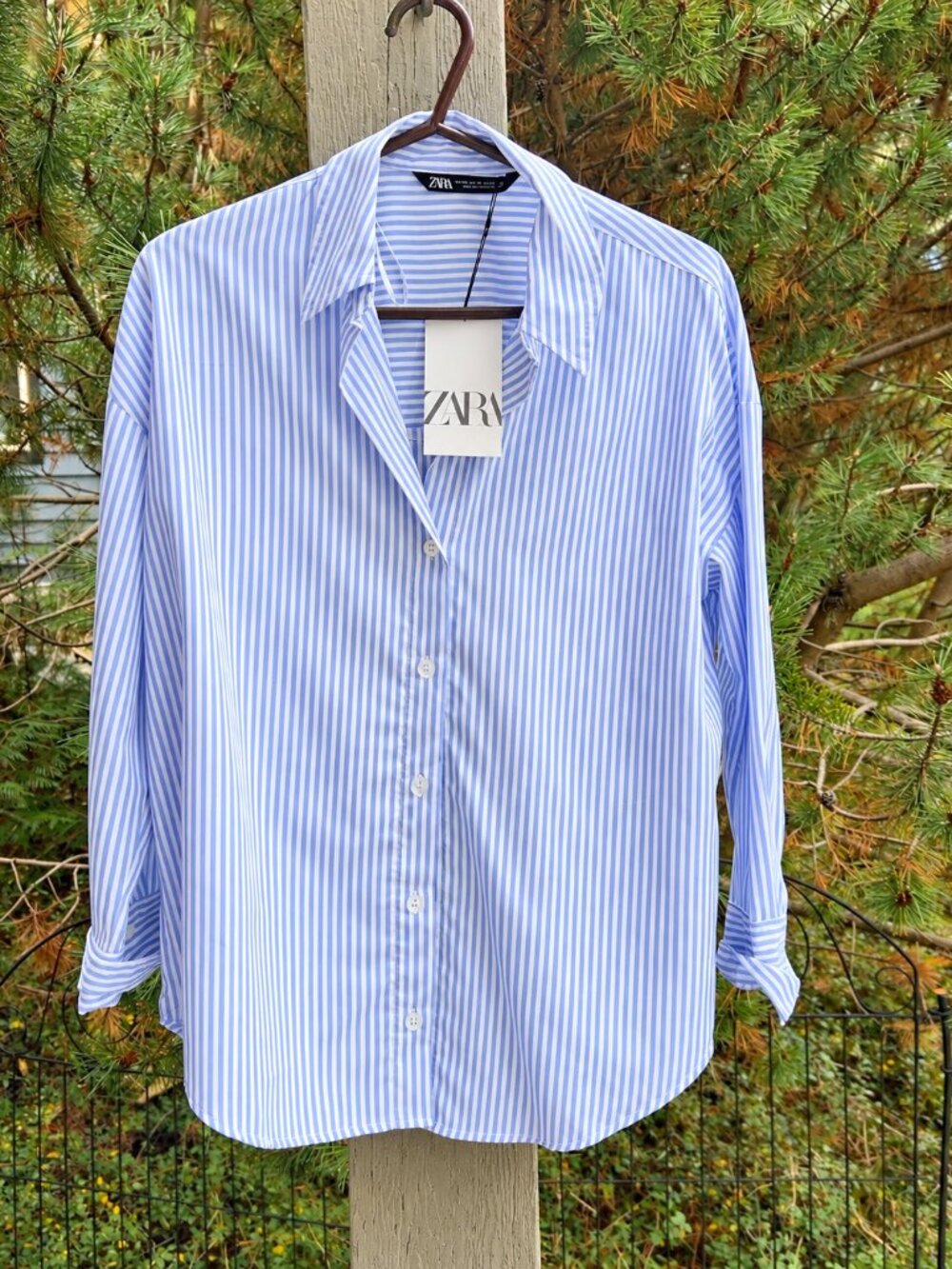 Zara | Blue & White Striped Oversized Button-Up